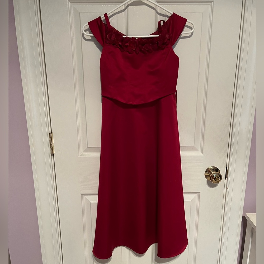 Ruby Red Girls Tea Length Dress Size 8